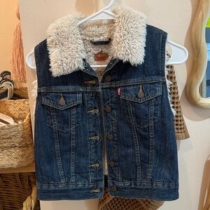 Vintage Levi's Denim Vest  Sherpa lining